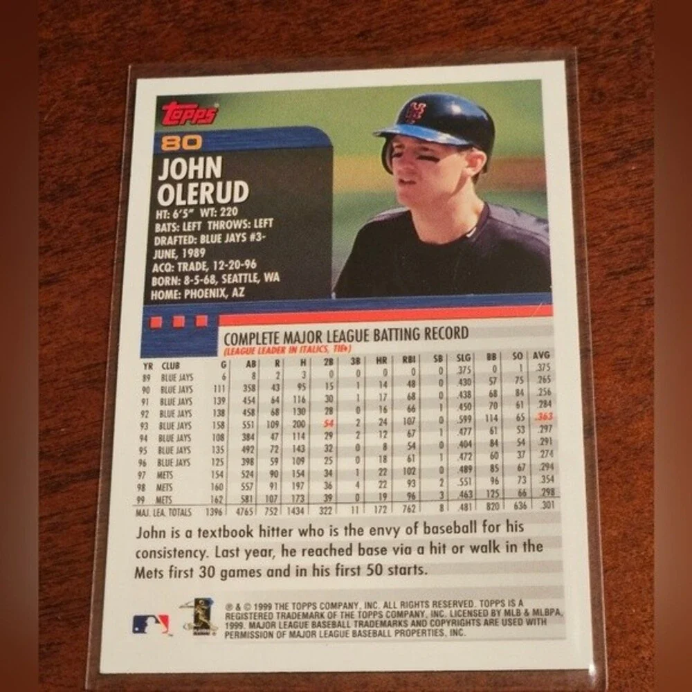 #80 John Olerud MLB Collectible Card